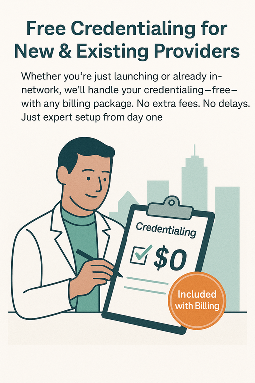 $0 credentialing for PMHNPs, LCSWs, MDs, and other providers when you sign up for billing with AdvanceAPractice Management